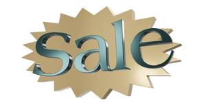 Floating type saying "sale" with shape behind