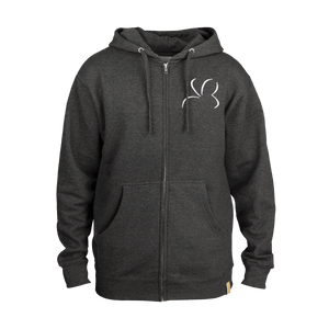 cottontail zipup hoodie in smoke (black heather)